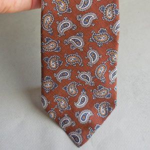 VINTAGE NEW LANVIN PAISLEY SILK TIE ~ WARM BROWN